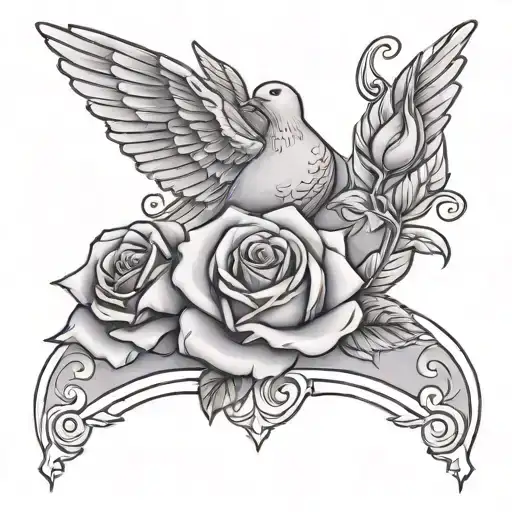 Rip Grammy With Clouds Dove Carrying Purple Rose