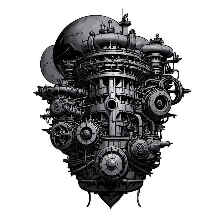 Ships Engine Room As An Mandala Design Incorporating Elements