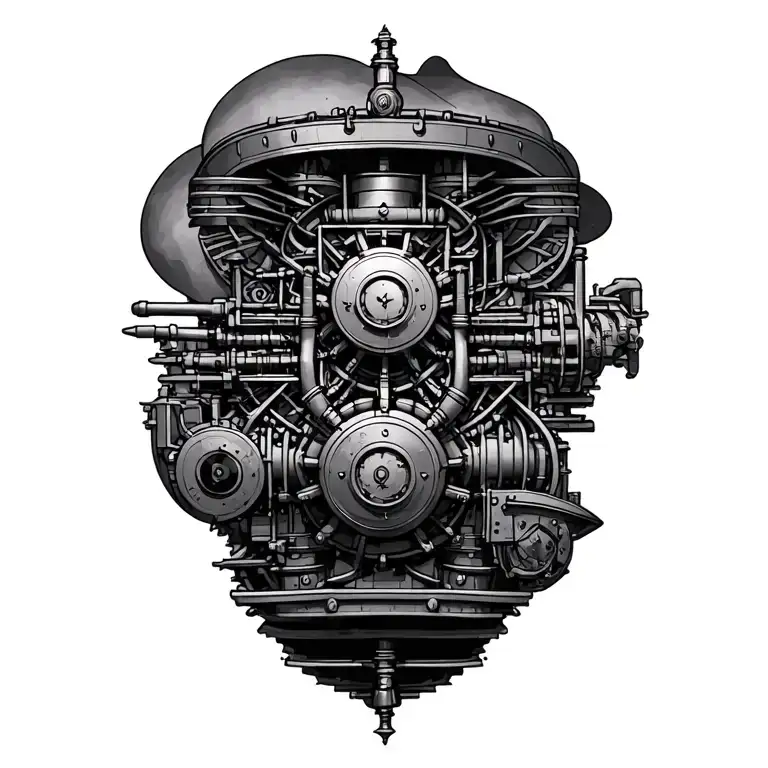 Ships Engine Room As An Mandala Design Inspired Tattoo Depicting