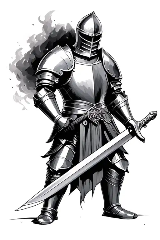 Medieval Knight Armour Holding A Sword