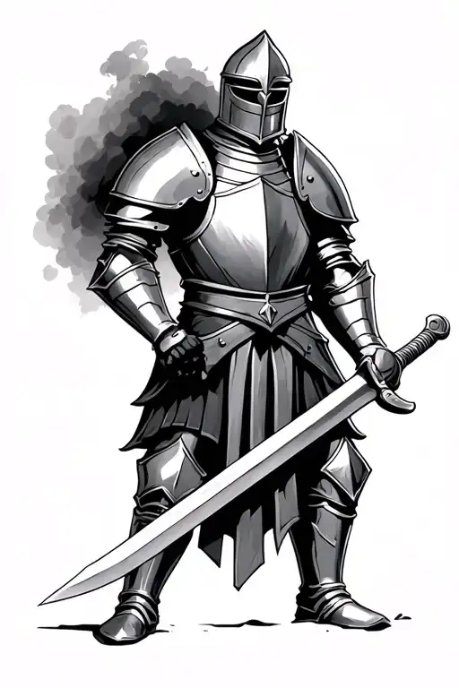 Medieval Knight Armour Holding A Sword