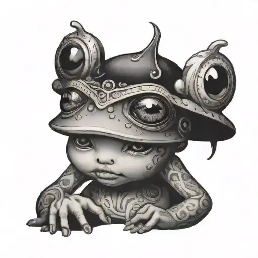 A Doll With A Frog Head Looking