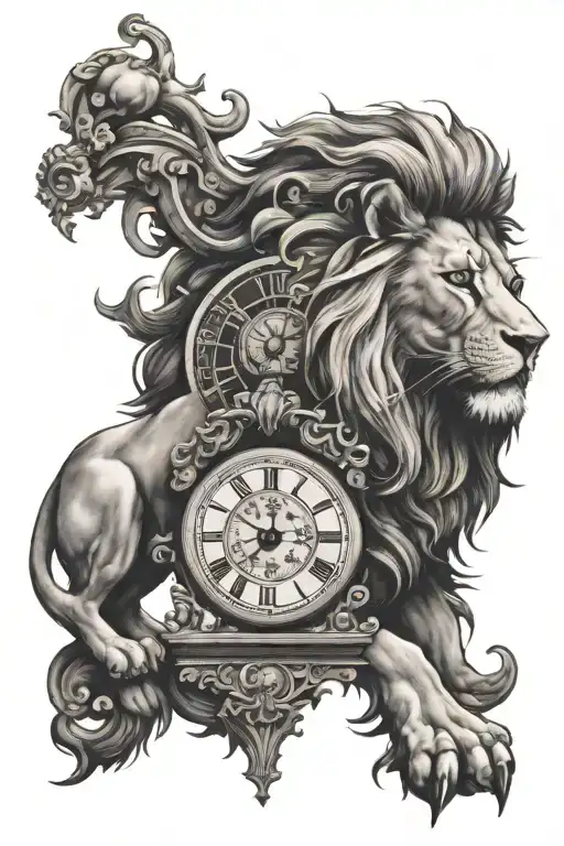 Lion Coliseum And Roman Clock Face