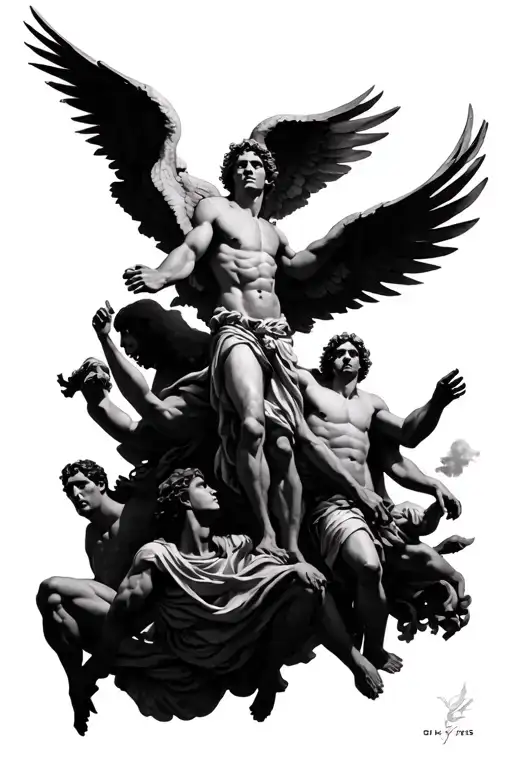 The Fall Of Icarus With Gods Of Olympus Watching Icarus Falling