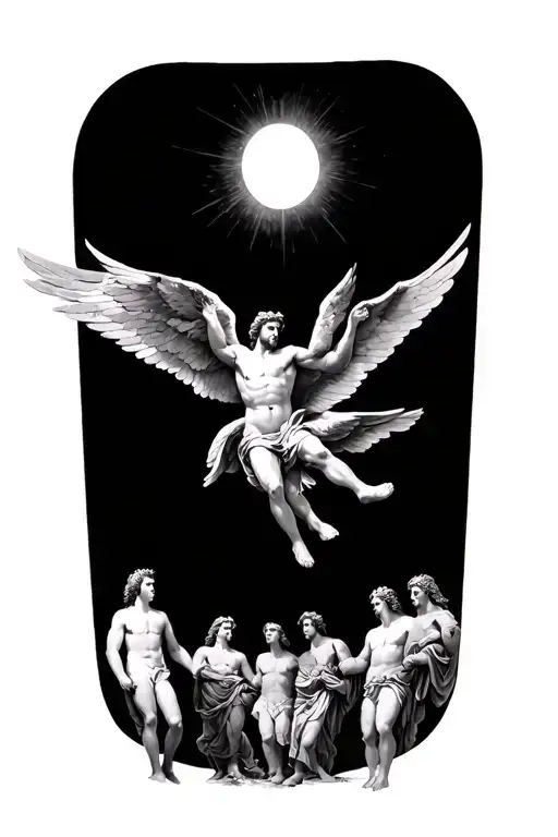 The Fall Of Icarus With Gods Of Olympus Watching Icarus Falling