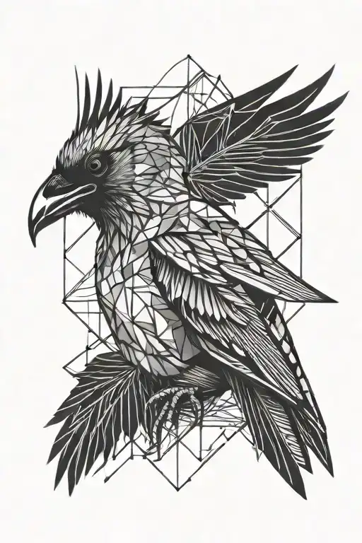 Masculin Geometric Raven With Lines Around It
