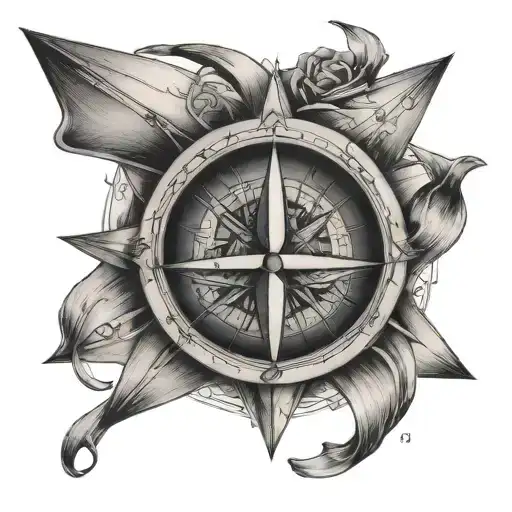 Paper Boat On A Compass Intertwined