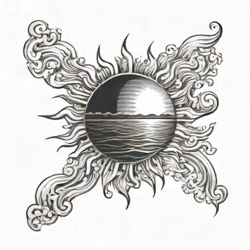 A Sun At Sunset Reflecting In The Water