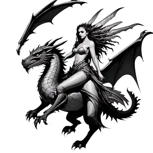 Valkyrie Riding A Dragon