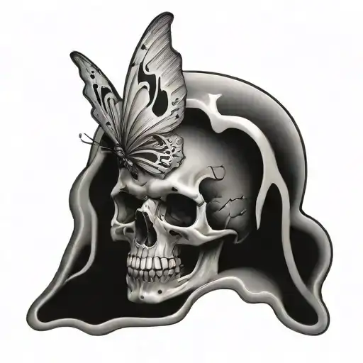 Beautiful Melting Butterfly Skull
