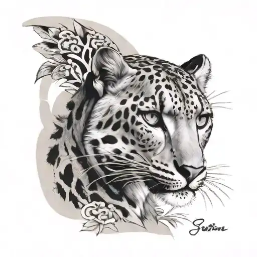 Snow Leopard With Greek Background