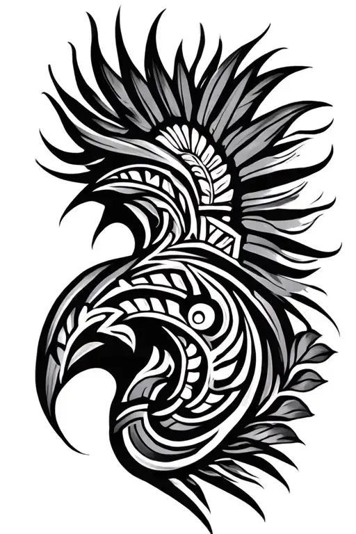 Half Back Polynesian Tattoo With A Straight Line Cut Off On The Right