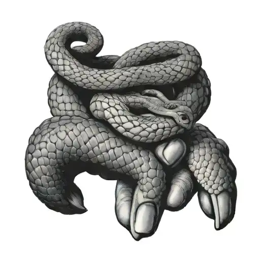 Snake Tattoo On The Fingers And Hand