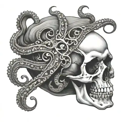 Human Skull With Octopus Te Mata Peak