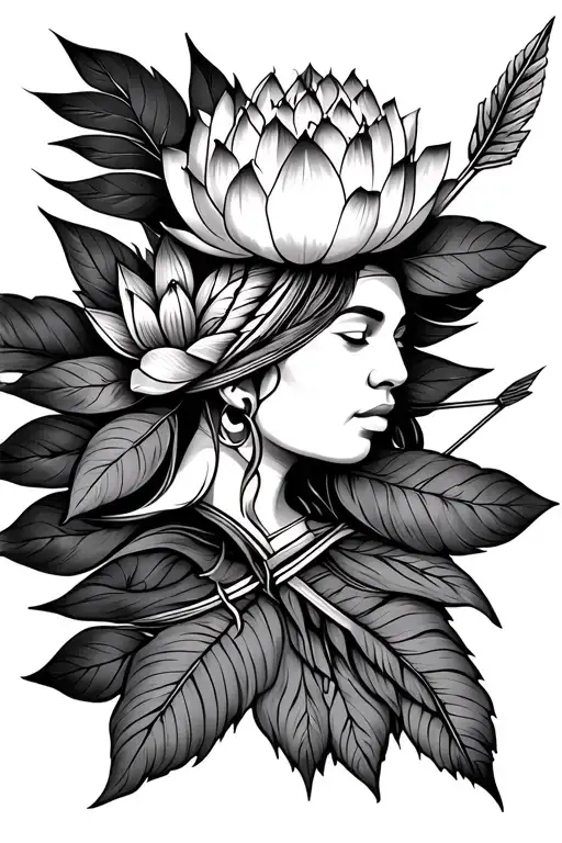 Lotus With Native American Arrow Piercing