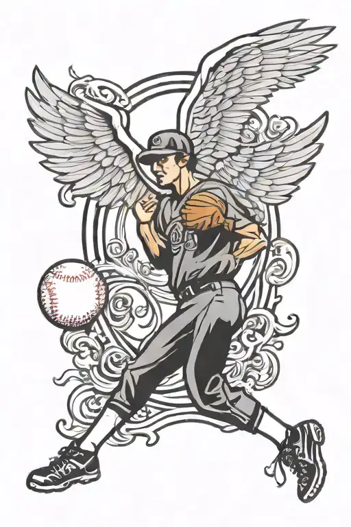 Baseball Pitcher With The Number 48 And Angel Wings