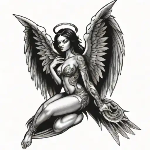 Tribal Tattoo Angel Women