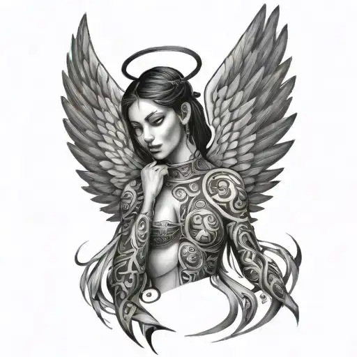 Tribal Tattoo Angel Women