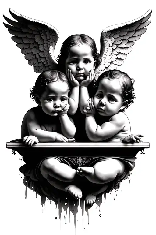 Hear No Evil See No Evil Speak No Evil Using 3 Baby Angels For Each Of Them Going Downwards