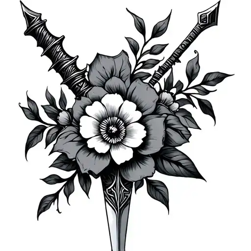 Center Chest Floral Dagger