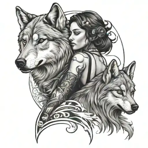 Woman And Wolf