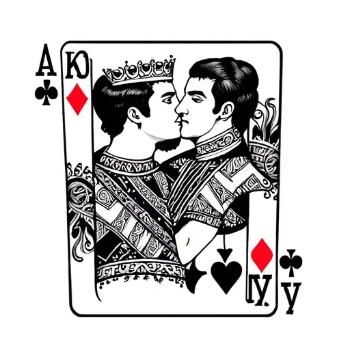 Two Gay Kings Kissing Each Other In A Deck Of Cards