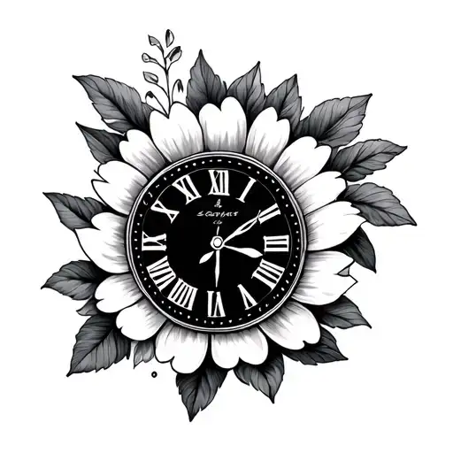 September Birth Flower With Clock As The Middle