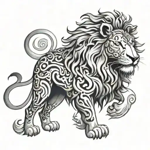 Lion With Tibetan Script Surrounded