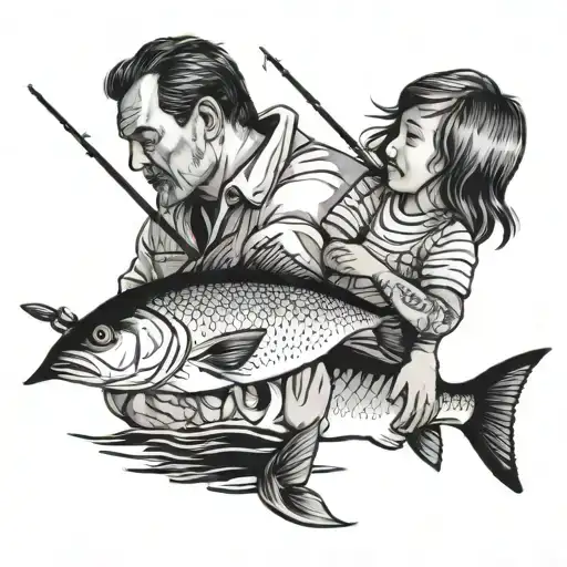 Dad And Daughter Fishing