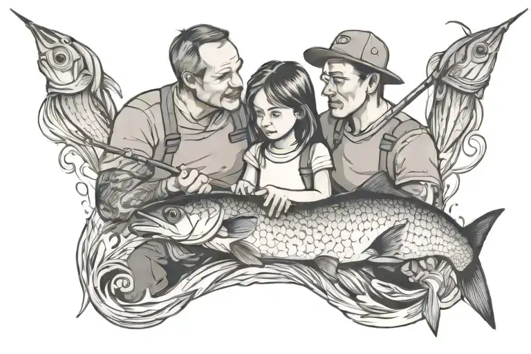 Dad And Daughter Fishing