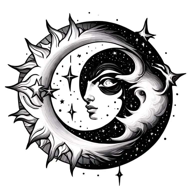 Sun Moon And Stars Forming The Shape