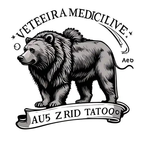 Veterinary Medicine Logo With Zodiac Sign Leo And Bear