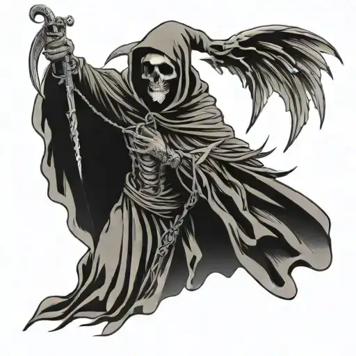 Memento Mori Grim Reaper With Wings Spread