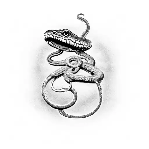 A Snake With A Watch On A Chain That Hangs From Its Mouth
