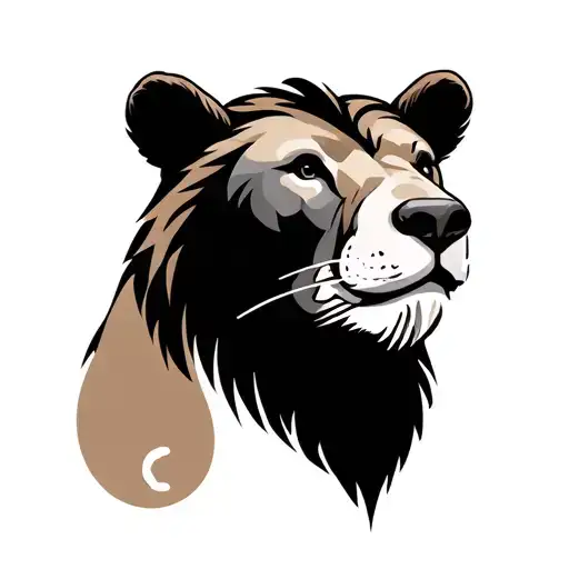 Veterinary Medicine Logo With Zodiac Sign Leo And Bear Minimalist Line