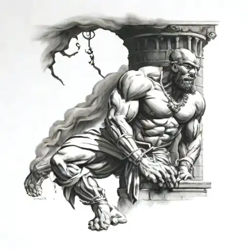 African Samson Taking Down The Tower