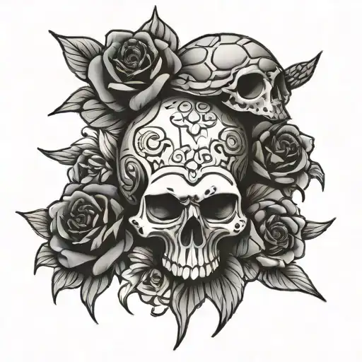 Skull Roses And Sea Turtles