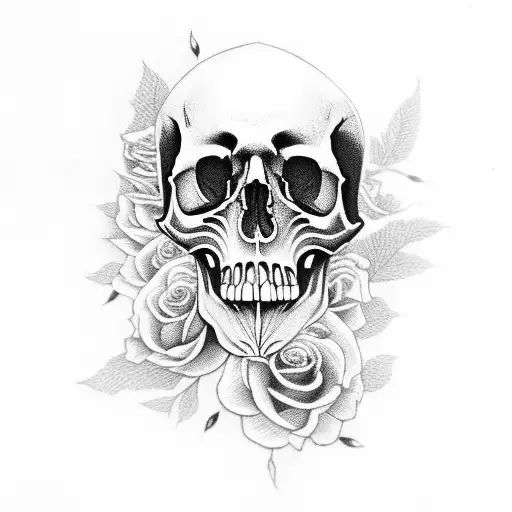 Floral With Skull And Black Bands