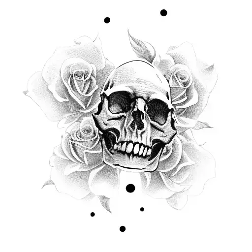 Floral Arm Design With Skull And Black Bands