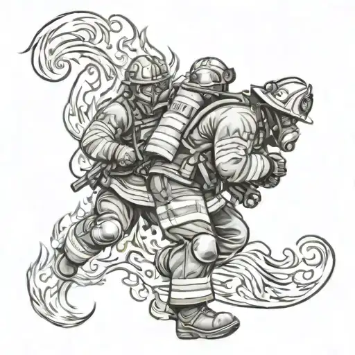 Firefighter Battling Flames