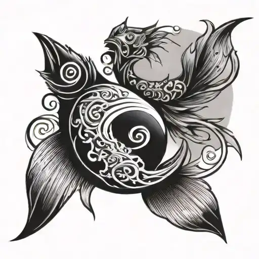Yin Yang Fish Tattoo But With A Crow Instead Of A Fish