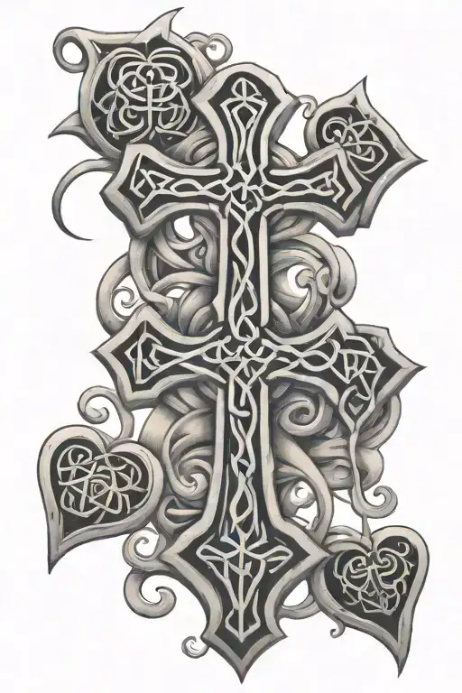 Celtic Cross With Hearts And Names Incorporated