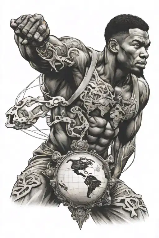 Black Man Atlas Carrying The World