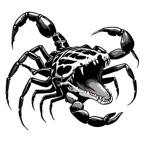 Scorpion Crawling Out Of Skulls Mouth Wide Open
