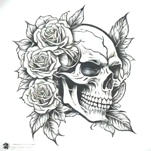 Skull Death Time Roses Wolf Howling