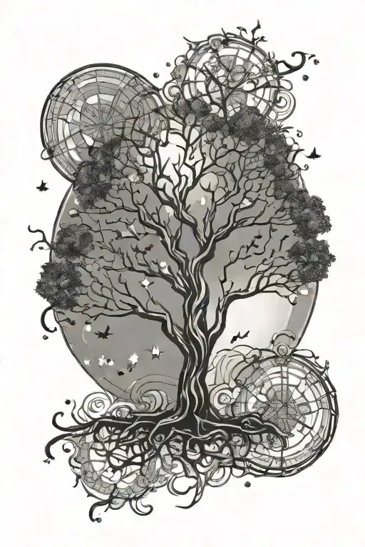 Tree Of Life Stars Scattered Sun