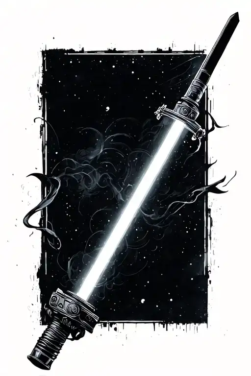 Lightsaber Only Small And Simple Line Drawing