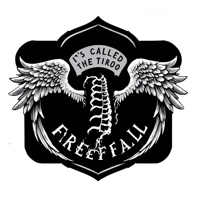 Small Wings With The Phrase It's Called Freefall In The Middle Going Down The Spine