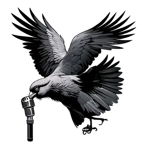 Large Bird And Microphone