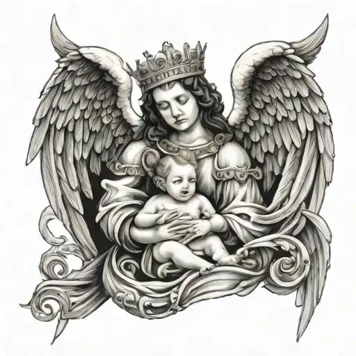 King Saving Angel And The Angel Holding Baby